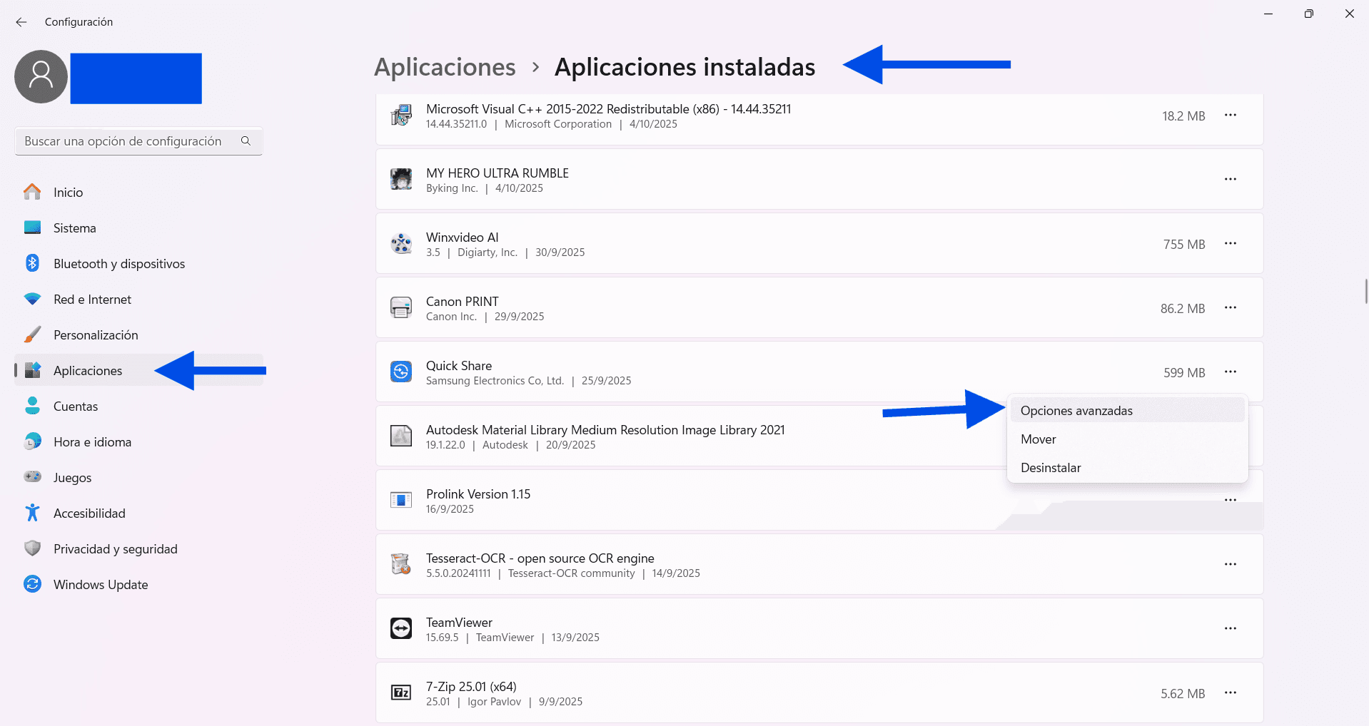 Lista De Aplicaciones Instaladas En Configuración