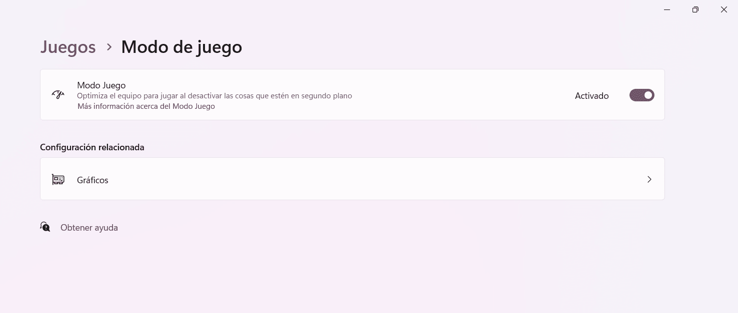 Cómo Reducir Input Lag Y Tirones En Juegos (Windows 11) Captura De Pantalla De La Configuración De Windows 11 Mostrando La Opción De Modo De Juego Activada